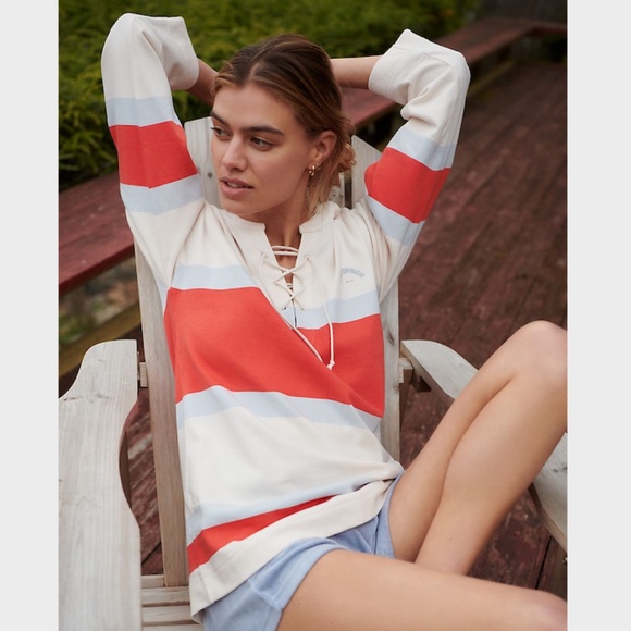 NWT Anthropologie The Upside Lace-Up Pullover Top, 100% Cotton, Size Large - Picture 2 of 16